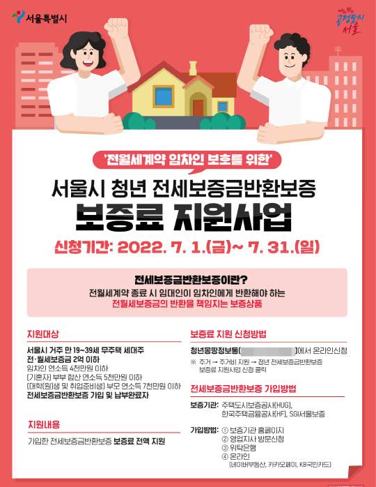 '청년 전세보증금 반환보증료 지원사업' 포스터. <서울시 제공>