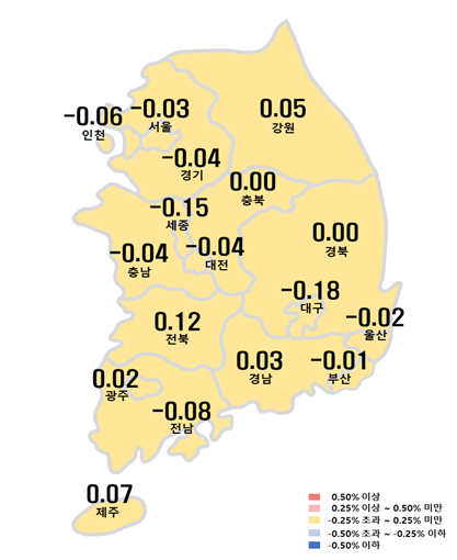 6월 셋째 주(20일 기준) 주간 아파트가격 동향. 자료=한국부동산원