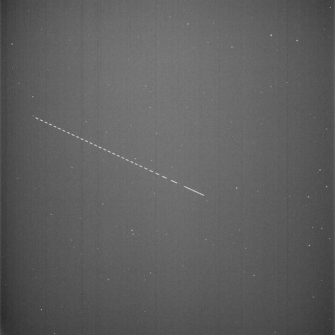 아울넷으로 관측한 누리호 우주물체 중 더미위성./사진제공=천문연구원