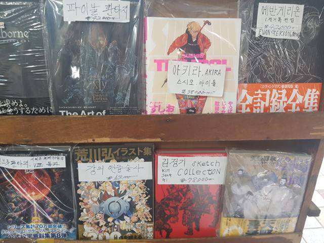 최근 인기 있는 일본 에니메이션 관련 서적.