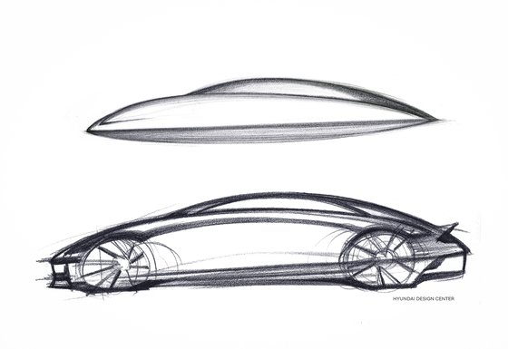 아이오닉6의 디자인 컨셉 스케치. [사진 현대차]