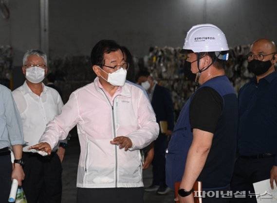 이현재 하남시장 당선인 30일 집중호우 피해현장 점검. 사진제공=하남시