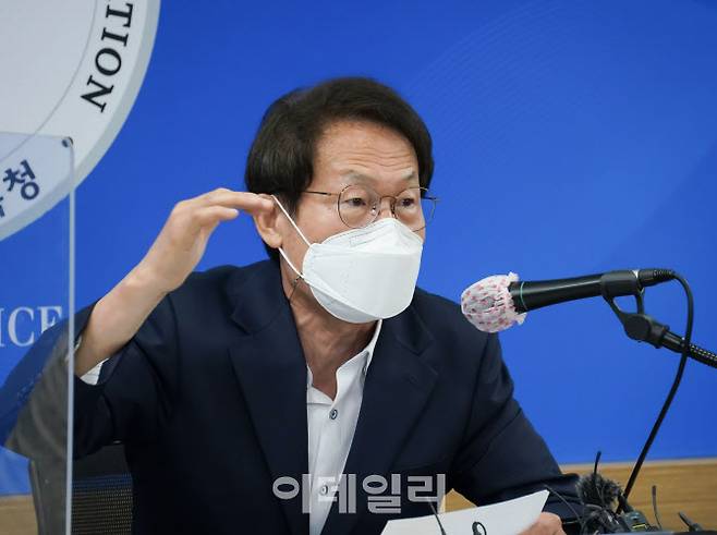 조희연 서울시교육감이 지난달 15일 서울 종로구 서울시교육청 브리핑룸에서 3기 출범 준비 관련 기자간담회를 하고 있다. (사진=서울시교육청)