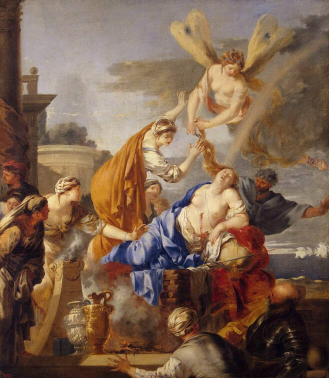 바로크 시대 프랑스의 화가 세바스티앙 부르동(1616~1671)이 그린 ‘디도의 죽음’.