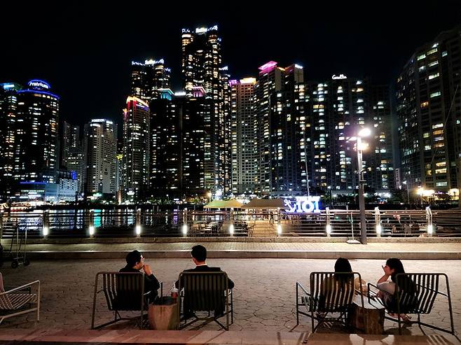 더베이101 광장 마린시티야경