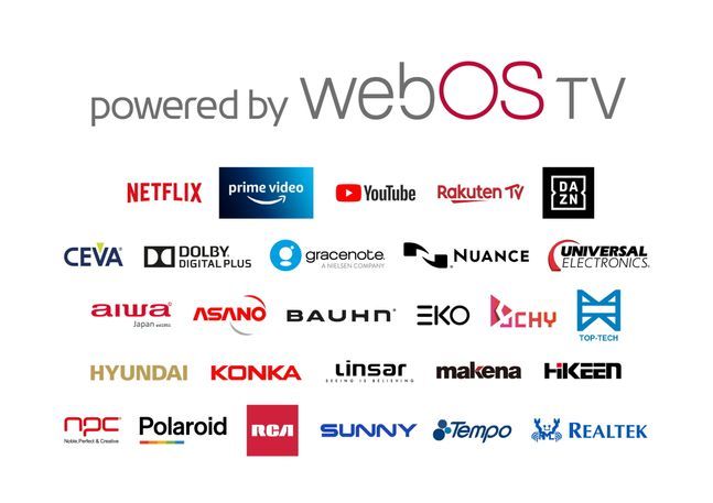 LG전자가 webOS TV 플랫폼 공급을 위해 협력하고 있는 글로벌 콘텐츠 및 기술 솔루션 파트너사 로고 모음.ⓒLG전자