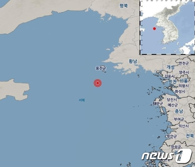 12일 오후 7시27분께 인천 옹진군 백령도 남남서쪽 62㎞ 해역에서 규모 2.7(± 0.3)의 지진이 발생했다./사진=뉴스1(기상청 제공)