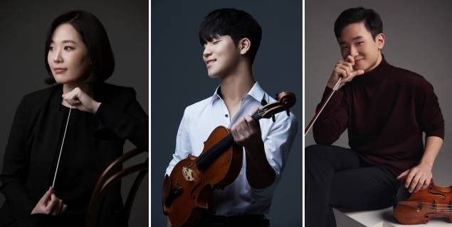예술의전당 여름음악축제는 공모를 통해 개막과 폐막 공연의 지휘자 김유원(왼쪽부터)과 비올리스트 신경식, 바이올리니스트 김동현을 선정했다. 예술의전당 제공