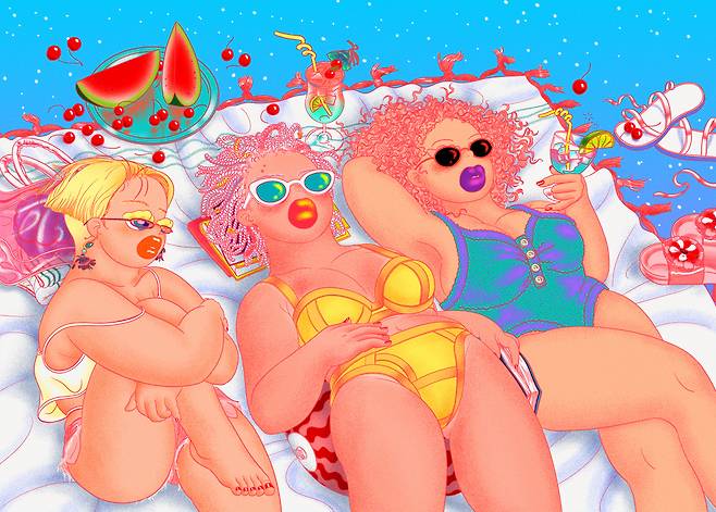 One of Seo’s illustrations was inspired by a trip to Spain with her friends. (Seo In-ji)