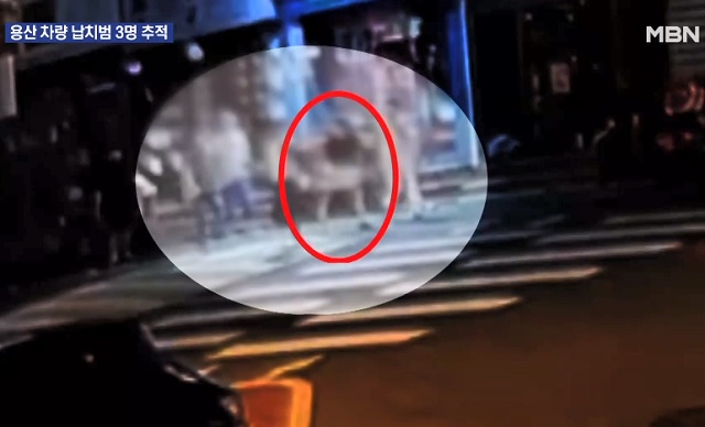 15일 새벽 강남구 논현동에서 달리던 차에서 탈출한 A씨가 행인들의 부축을 받으며 걸어가는 모습. MBN 보도화면 캡처