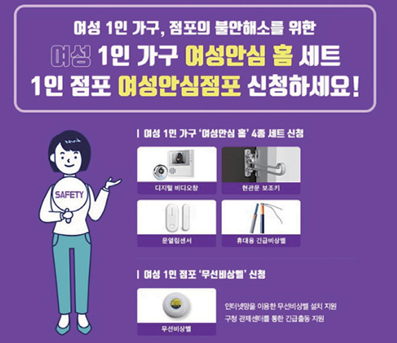 서울시의 여성 1인 가구 홈 세트 지원 관련 홍보물
