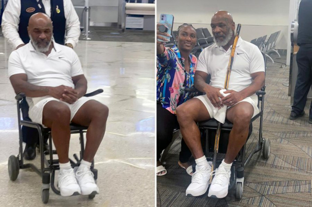 16일(현지시간) 마이애미 국제공항에서 휠체어에 탄 타이슨의 모습이 포착됐다. 트위터 캡처