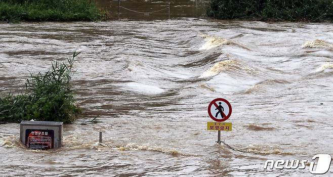 침수된 충북 청주시 무심천.(사진은 기사 내용과 무관함) / 뉴스1