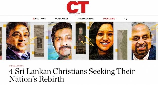 크리스채너티투데이가 스리랑카의 재건을 위해 헌신하는 '스리랑카 기독 인사 4인방'을 소개한 인터넷 기사 표지. 왼쪽부터 아말 쿠마라게 콜롬보 신학교 총장, 엔드류 데바다슨 성공회 콜롬보 교구장, 나디샤니 페레라 국제투명성기구 스리랑카 지부 전무이사, 갓프리 요가라자 스리랑카 기독교복음주의 연맹 사무총장. 크리스채너티투데이 제공