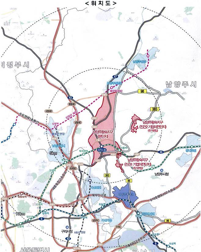 GH, 남양주 왕숙지구 위치도