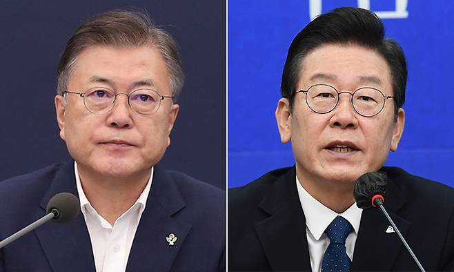 문재인 전 대통령(왼쪽), 더불어민주당 이재명 대표. 연합뉴스