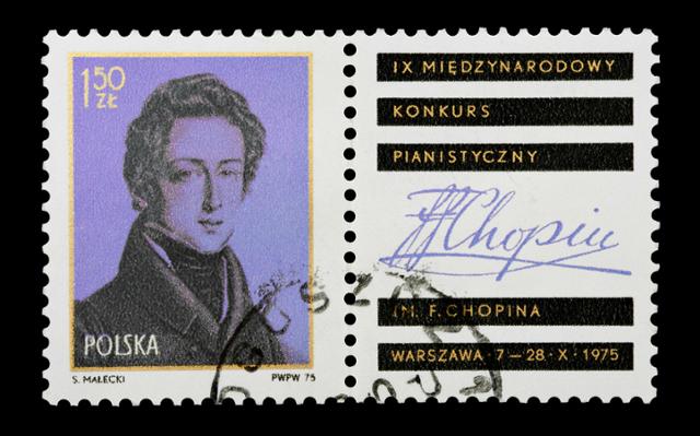 프레데리크 쇼팽. 1975년 폴란드에서 쇼팽을 기념하기 위해 제작된 우표. ⓒ게티이미지뱅크