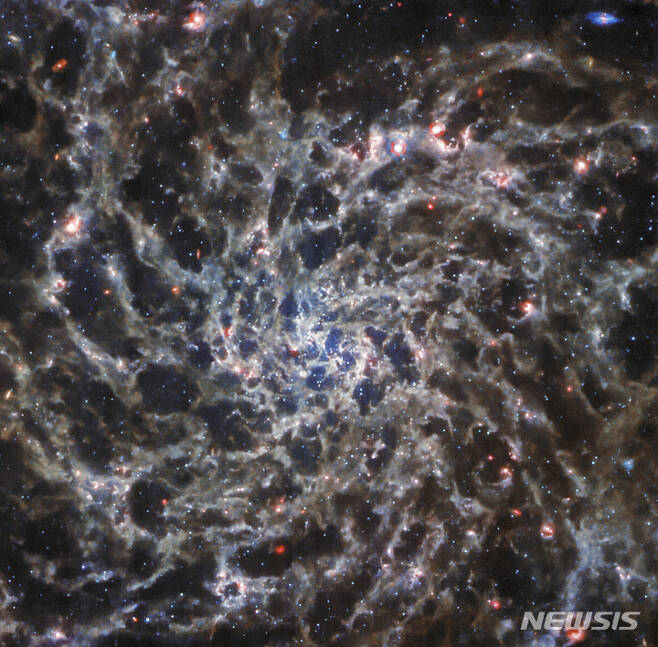 [미국=AP/뉴시스] 27일(현지시간) 미 항공우주국(NASA)가 제임스 웹 우주망원경이 촬영한 IC 5332 나선 은하를 공개했다. 2022.09.29.