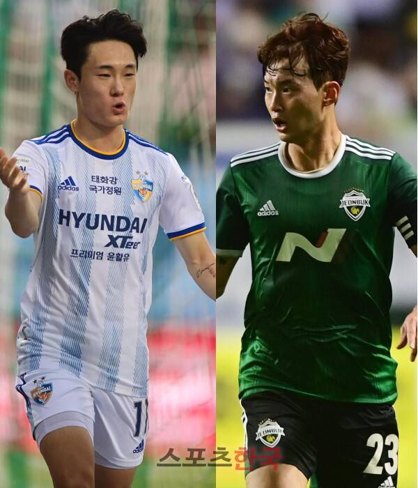 엄원상(왼쪽)과 김진수. ⓒ스포츠코리아