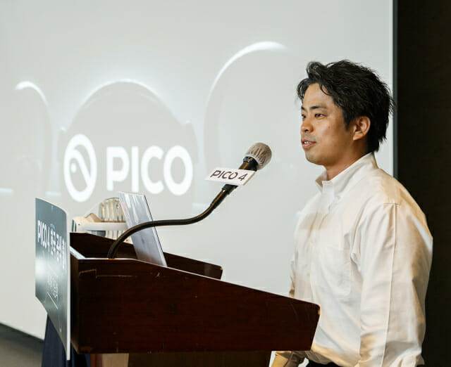 마나부 미야가와 피코 일본 파트너십 총괄담당이 피코의 콘텐츠 전략을 소개하고 있다. (사진=피코)