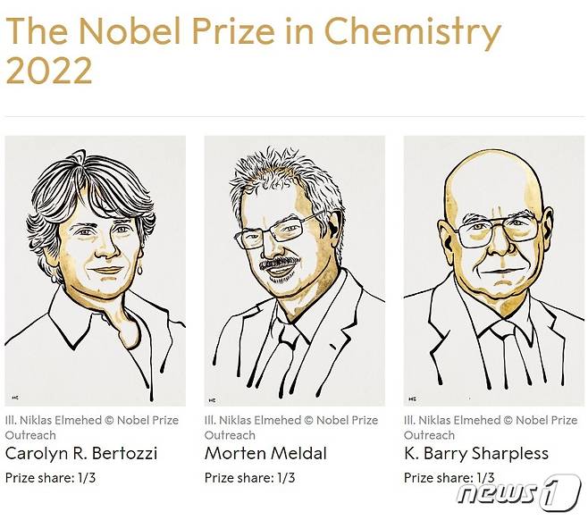 노벨 화학상 수상자. 노벨재단 화면 캡쳐 갈음