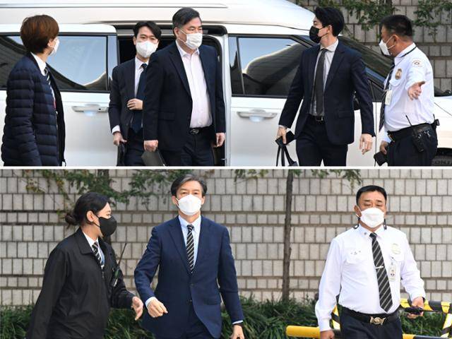 21일 유동규(위 사진) 전 성남도시개발공사 본부장 과 조국 전 법무부 장관이 서울 서초구 서울중앙지방법원에서 열리는 공판에 참석하기 위해 법원 보안관리대원의 경호를 받으며 법정으로 향하고 있다. 왕태석 선임기자 2022. 10.21
