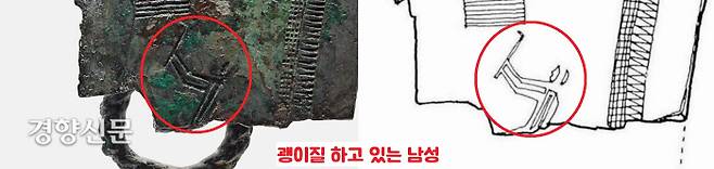오른쪽 아래 인물 그림은 반으로 잘려있지만 괭이질하고 있는 모습이다.|국립중앙박물관 제공