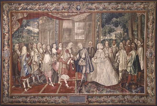 꿩섬에서 루이 14세와 펠리페 4세가 만나는 모습 (1660) 사진=플리커