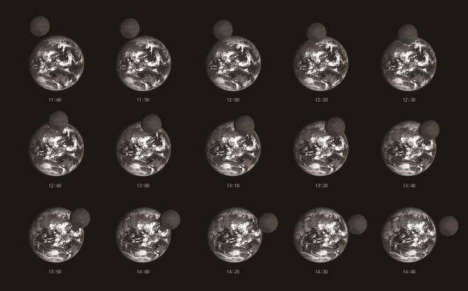 다누리가 촬영한 달이 지구를 통과하는 사진 [과기정통부 제공. 재판매 및 DB 금지] photo@yna.co.kr