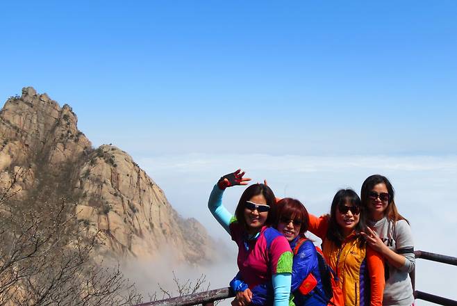 아침 일찍 등산할 경우 월출산은 독도 처럼, 운무 바다 위 거대 바위섬이 된다