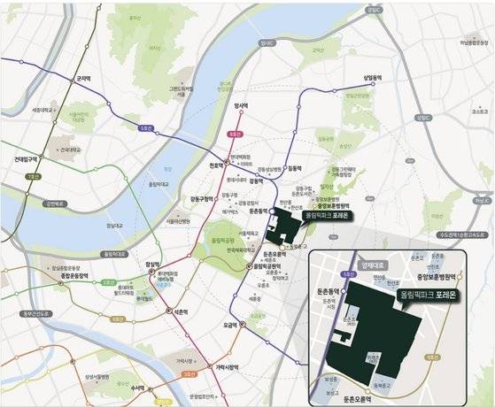 올림픽파크포레온 위치도.