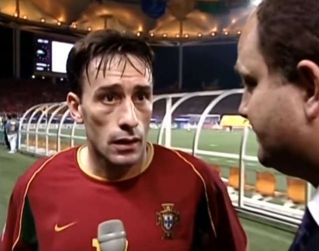 2002 한일 월드컵 당시 D조 3차전 한국과 포르투갈의 경기가 끝난 뒤 진행된 당시 포르투갈 대표팀 선수 벤투의 인터뷰. /사진=유튜브 채널 'PT-Fernsehen' 영상 갈무리