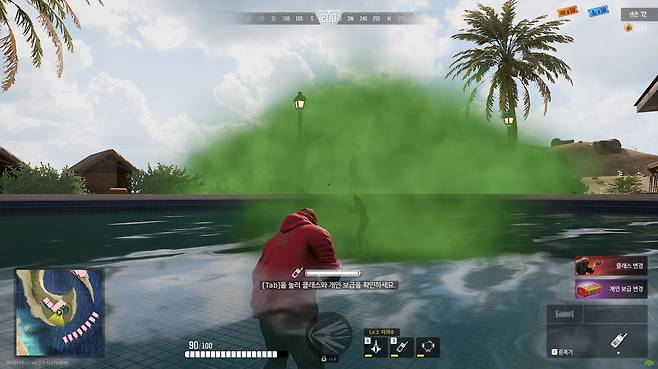 가스병의 독성연막탄은 적의 시야를 차단할 뿐 아니라, 피해를 입힐 수 있다.