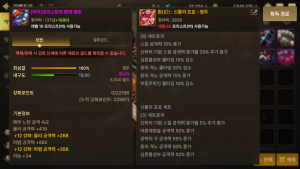 시너지 스킬 효율을 올려주는 진 환영 세트