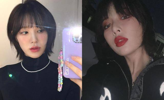그룹 레드벨벳 웬디와 현아는 일반적인 단발 헤어보다 비교적 기장감이 더 짧은 숏컷 스타일의 단발 스타일링을 선보이며 이미지 변신에 성공했다. 웬디 현아 SNS