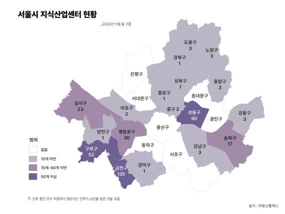 서울시 지식산업센터 분포 현황. /부동산플래닛 제공