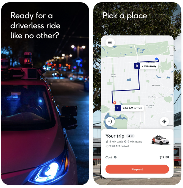 미국 캘리포니아 샌프란시스코에서 운행 중인 완전 무인 자율주행 택시 '크루즈'의 애플리케이션 소개 이미지. 크루즈에 등록된 승객에 한해 차량 공유 서비스 우버처럼 앱으로 호출해 이용할 수 있다. 크루즈 앱 캡처