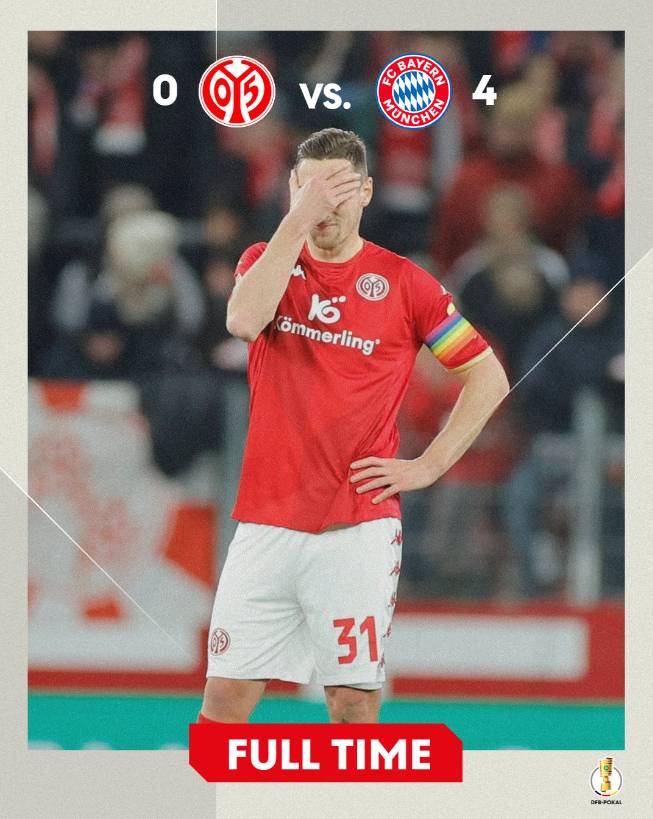 이재성의 소속팀 마인츠05가 2일 오전(한국시각)에 열린 바이에른 뮌헨과 독일축구협회컵 16강전에서 0-4로 패해 탈락했다. /사진=마인츠 구단 공식 트위터