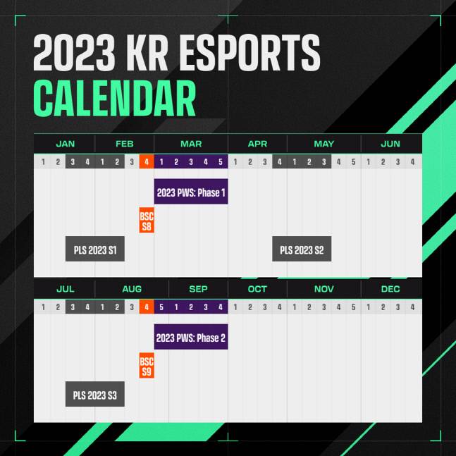 2023년 한국 배틀그라운드 e스포츠 일정. 제공 | 크래프톤