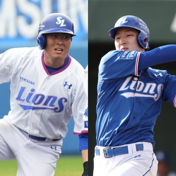 삼성 신인 김재상(왼쪽)과 강준서가 박진만 감독의 부름을 받았다. 삼성 제공