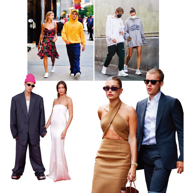 스트리트 패션 스타일을 비롯한 다양하고 센스 있는 커플룩으로 주목받고 있는 저스틴 & 헤일리 비버 부부.