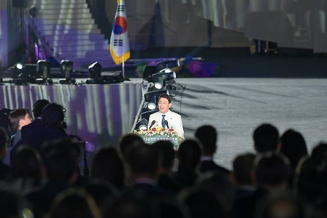 2023순천만국제정원박람회 개막선언하는 노관규 순천시장. 순천시 제공 *재판매 및 DB 금지