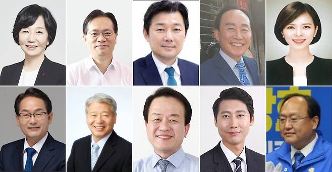 세종을 출마 예상 후보군. 사진 위쪽은 국민의힘 송아영·이상래·이준배·조관식씨와 비례 가능성이 높은 이소희 세종시의원. 아랫줄은 민주당 강준현··서금택·이강진·이태환··조상호 출마 예상후보.(정당별 가나다순) / 뉴스1