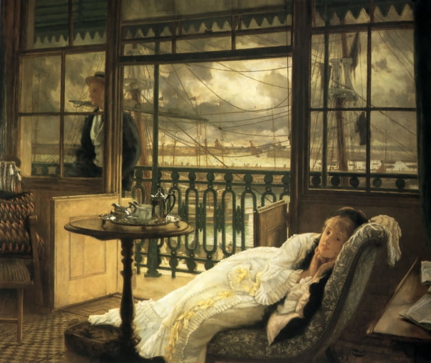 제임스 티소의 'A Passing Storm'(1876) 티소가 자신의 집에 누워 휴식을 취하고 있는 연인 캐슬린 뉴턴을 그린 작품이다. /캐나다 뉴브런즈윅 미술관 소장