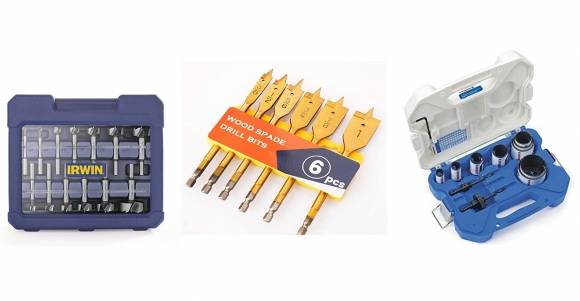 포스너 비트, 스페이드 드릴 비트, 홀쏘. 사진 아마존