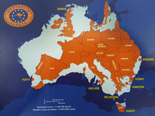 호주 대륙·유럽 면적 비교. 호주무역대표부 제공