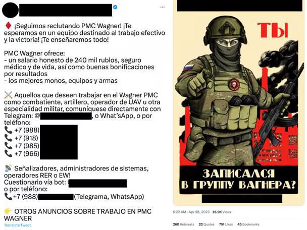 바그너 그룹이 올린 것으로 추정되는 용병 구인 광고 글. / 사진=폴리티코