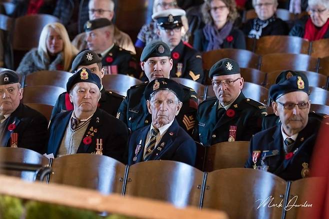캐나다 현충일인 11월 11일에는 아카디아대 중앙홀에서 6·25전쟁 참전용사를 기리는 추모식이 매년 열린다. 노바밸리 한인회 제공