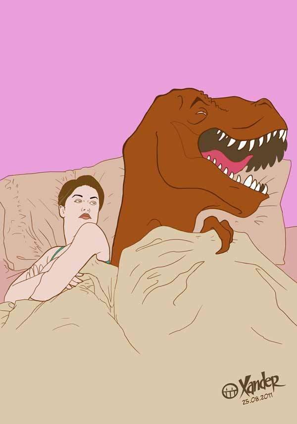 한 일러스트 작가가 해석한 아우구스토 몬테로소 소설의 장면.