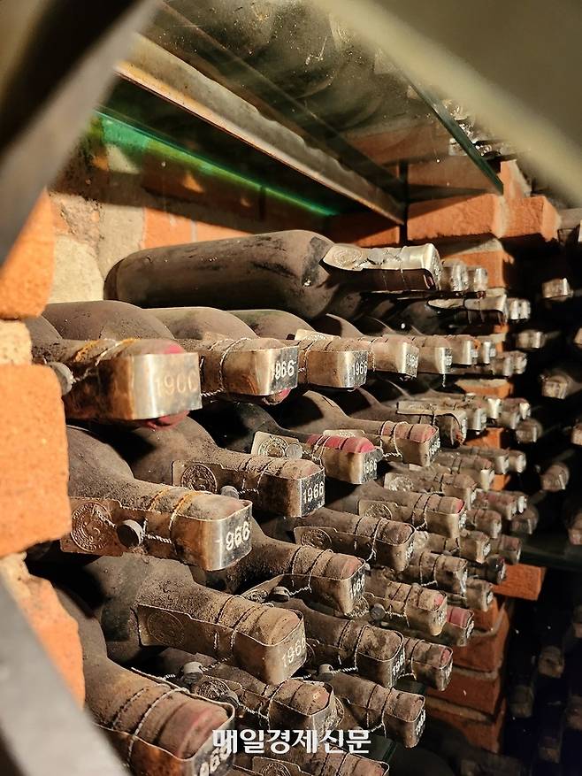 이탈리아 키안티클라시코 지역 와이너리 카스텔로 디 퀘르체토의 까브 속 1966년 빈티지 와인들이 밀봉된 채 잠들어있다.  <사진=전형민 기자>